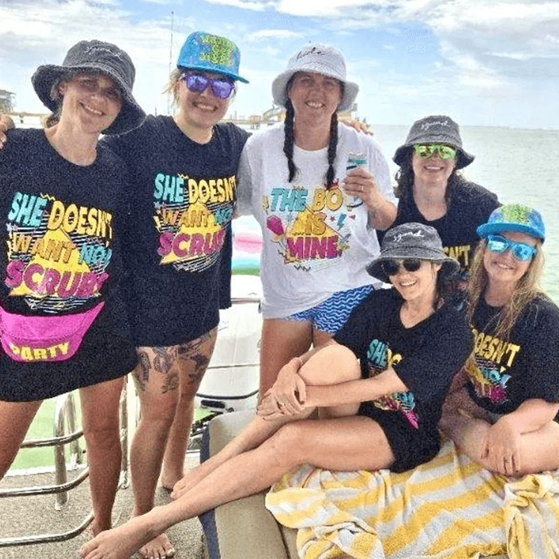 Group of friends wearing matching shirts