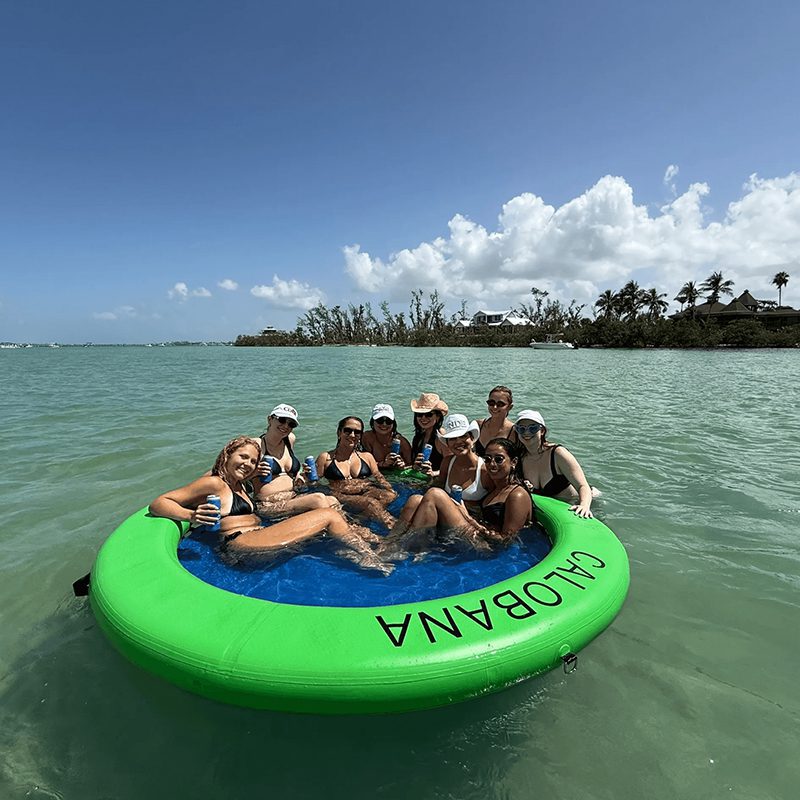 Group of friends on a float