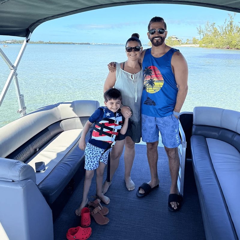 Relaxing boat trip with family