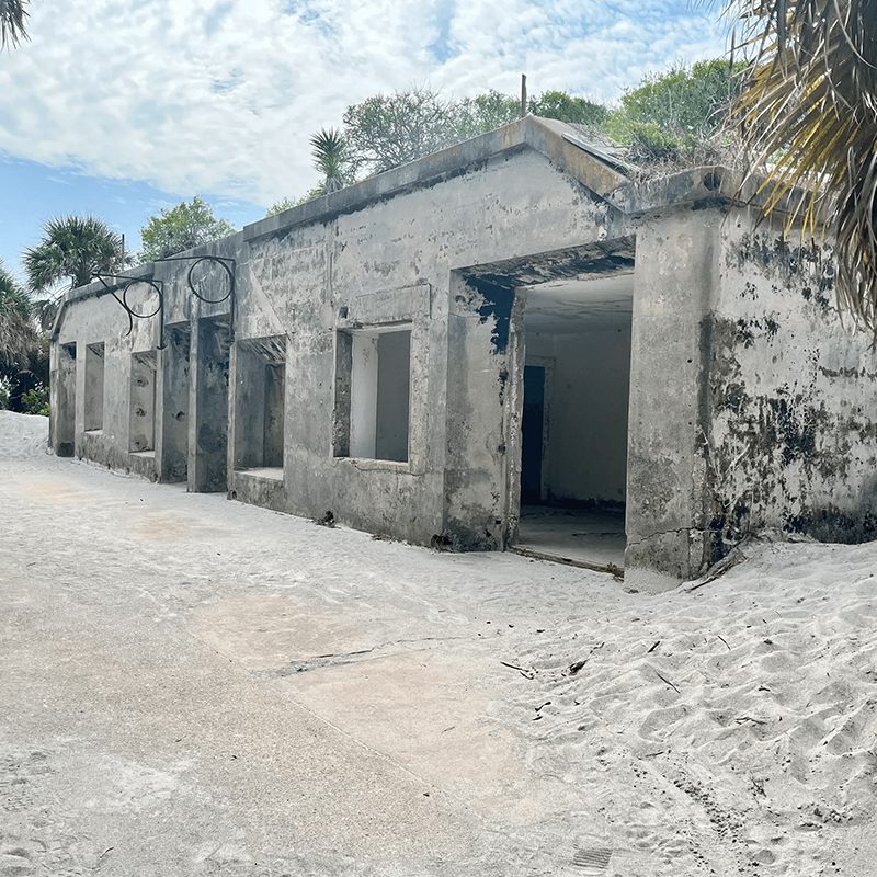 Abandoned structure with open doorways