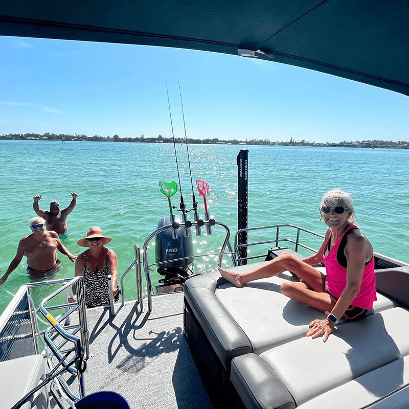 Relaxing on a boat deck