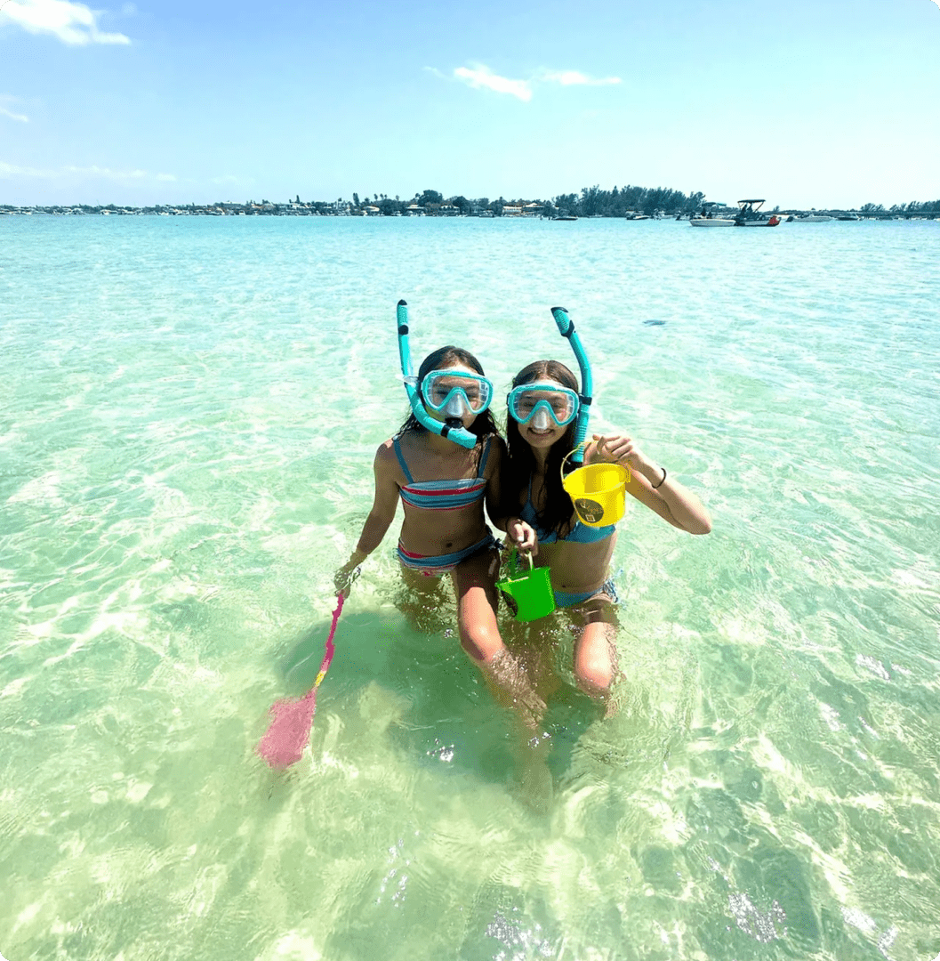 Snorkeling adventure in shallow sea water