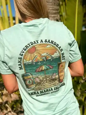 Tropical design on mint green shirt