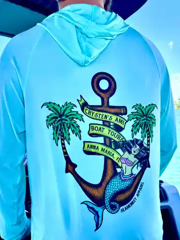Palm trees and anchor illustration on shirt