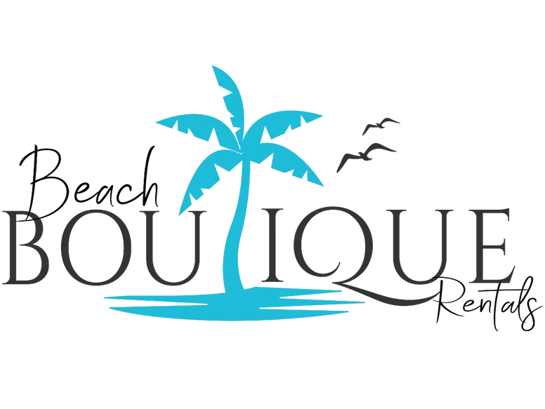 Tropical-themed logo with flying birds