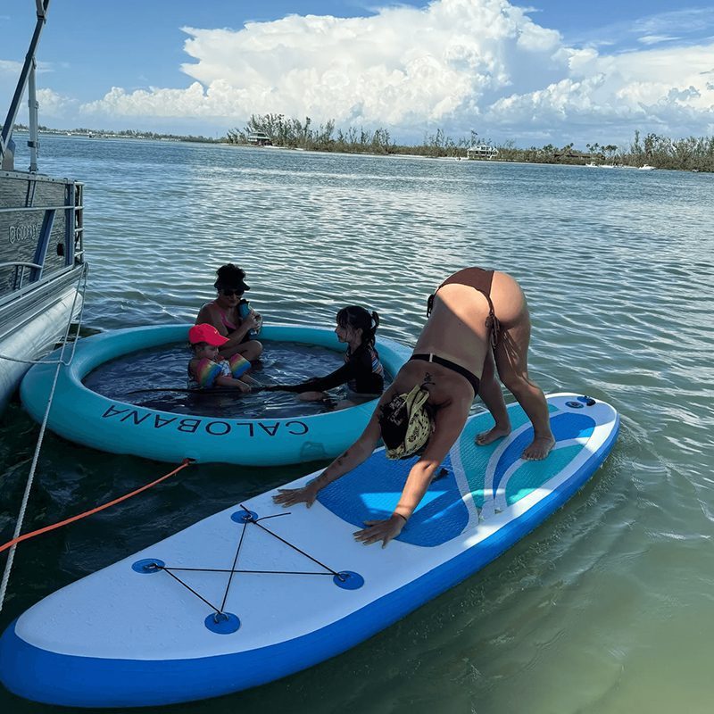 Family enjoying water activities on a boat