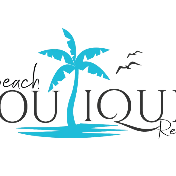 Tropical-themed logo with flying birds